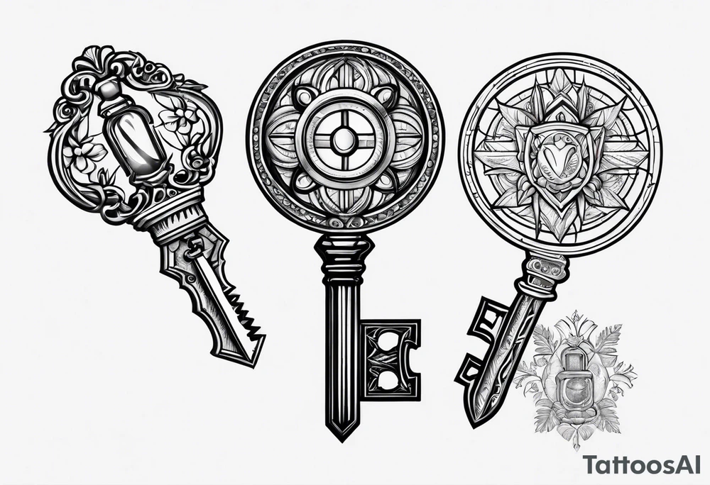 I just want one keychain with 3 keys tattoo idea