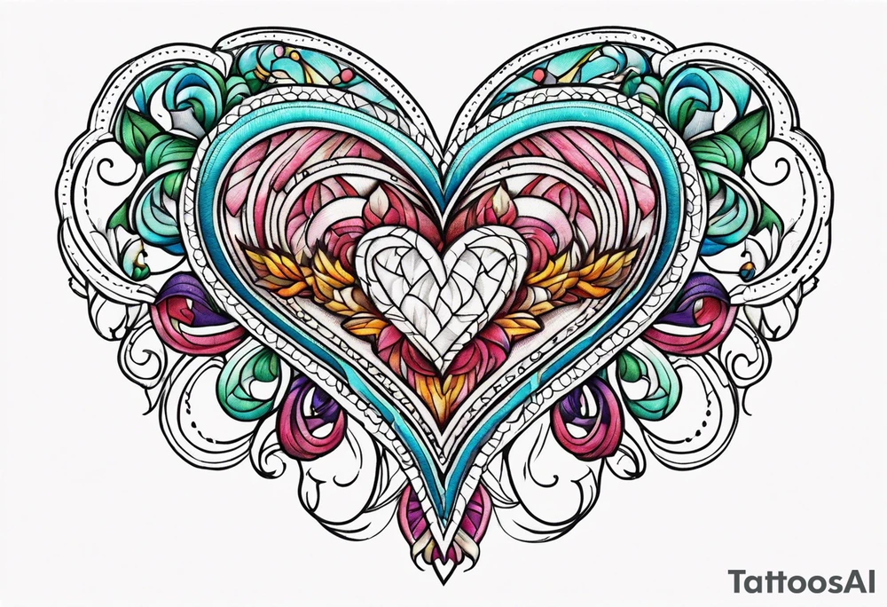 Embroidery heart tattoo idea