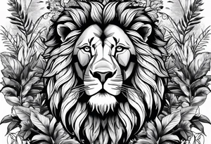 Lion in jungle tattoo idea