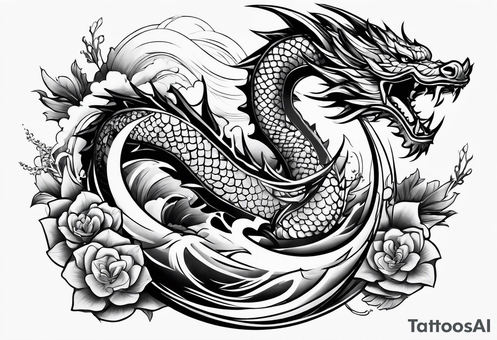 Drache und Sushi tattoo idea