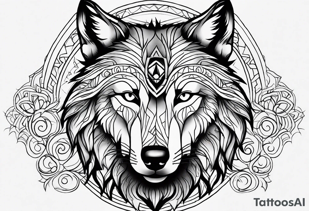 Wolf face toddle face tattoo idea