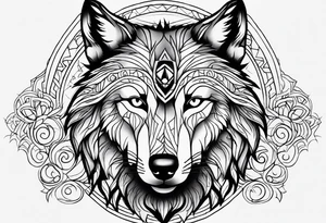 Wolf face toddle face tattoo idea