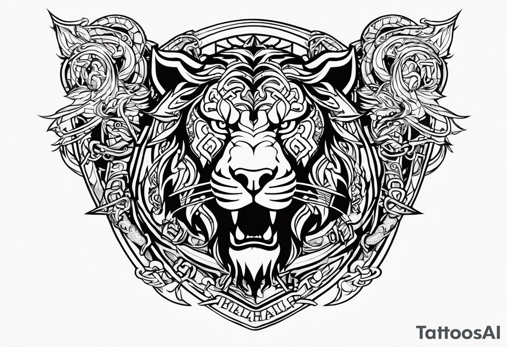 Valhalla  dragon  lion chains tattoo idea