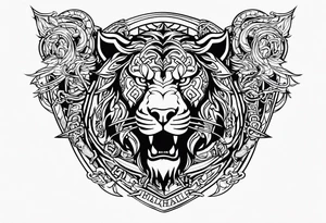 Valhalla  dragon  lion chains tattoo idea