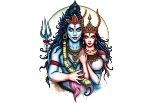 Lord Shiva, Godess Kali, Godess Lilith Together with the moon in the background tattoo idea