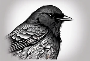 A very simple black only blackbird with no extraneous details. Use the Beatles song blackbird as inspiration. tattoo idea