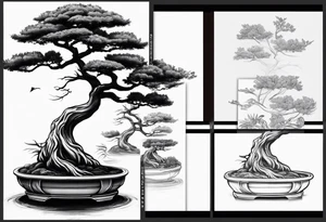bonsai tree with one side that has more foliage than the other. Mean to fit under an arm on a rib cage. tattoo idea