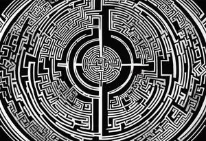 a labyrinth made out of a tree. There is no way to get to the center of the maze. The maze should be made out of branches tattoo idea