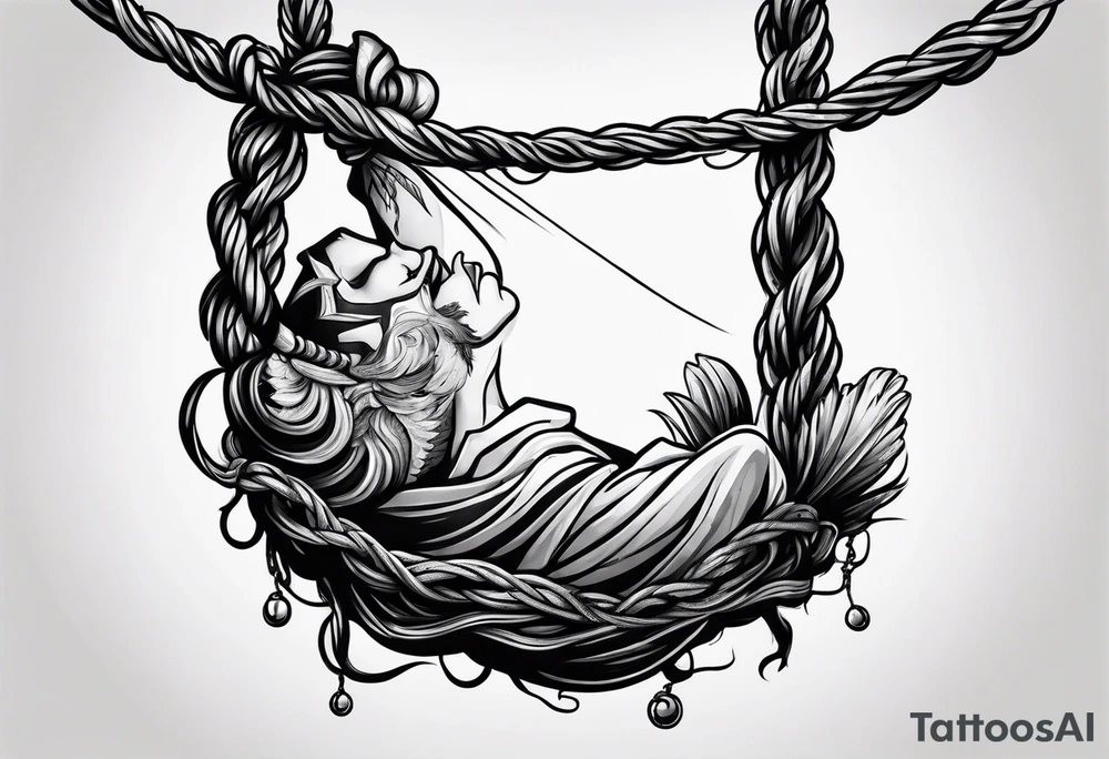 a person hanging from a noose tattoo idea
