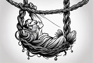a person hanging from a noose tattoo idea