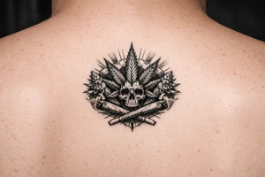 Topek marichuany na klatce piersiowej z ladnymi detalami tattoo idea