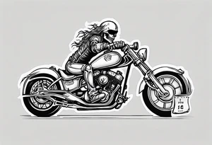 i want a tattoo of a motorcycle from the front view being ridden into the distance by a skeleton and the number plate to say “Viking Customs” tattoo idea