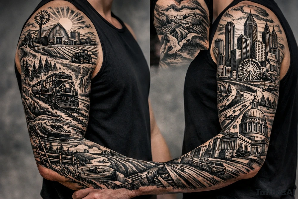 from farmlands of North Florida to Metropolitan Atlanta tattoo idea