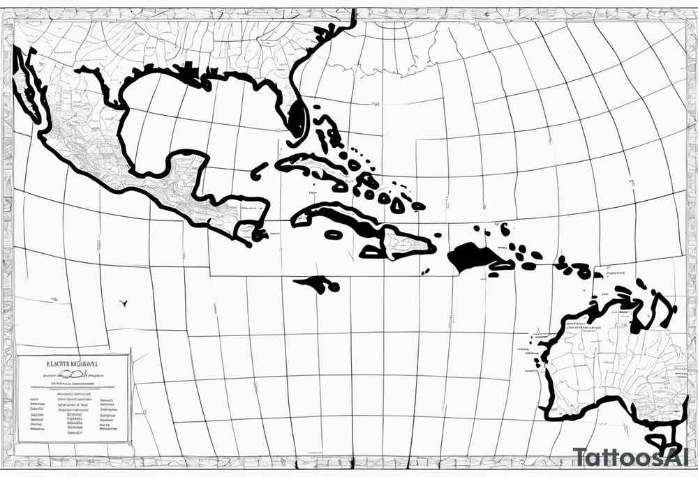 Outline map of the Eastern Caribbean islands tattoo idea