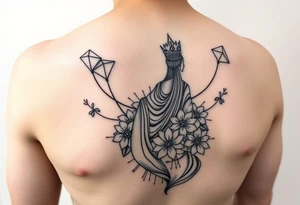 Goddess kites flowers queen tattoo idea