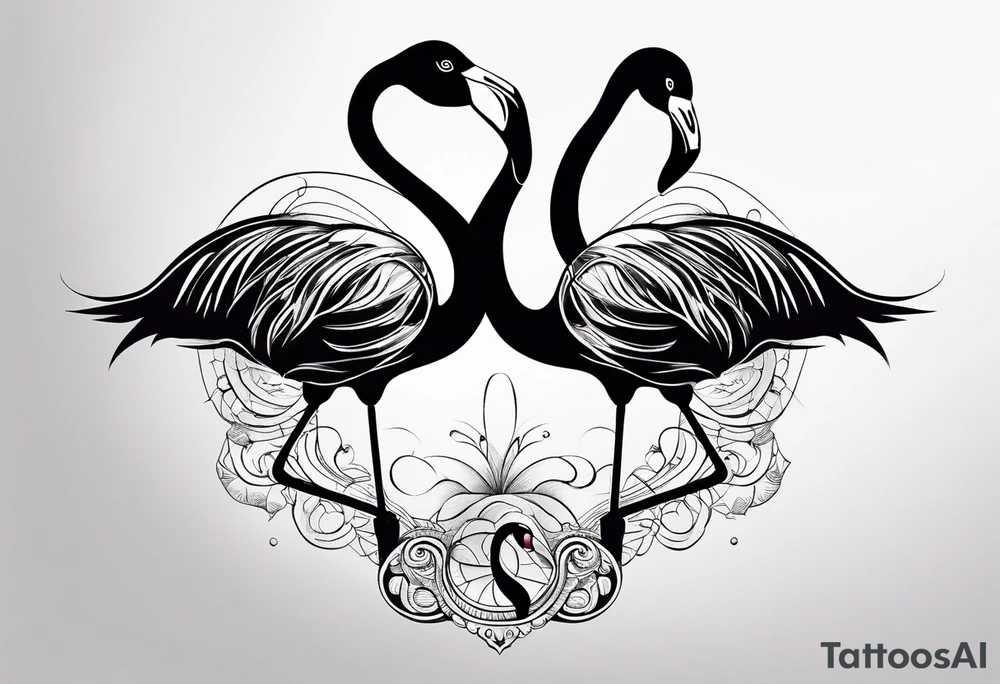 cute flamingo yinyang tattoo idea