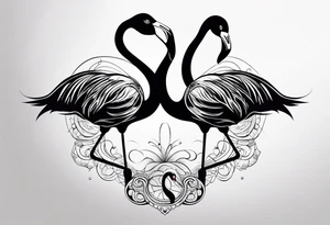 cute flamingo yinyang tattoo idea