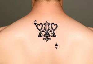 6 of hearts card with fleur de lis as the hearts tattoo idea