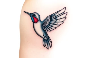 hummingbird with wings made of hieroglyphic symbols(only red , blue and black are possible colors) tattoo idea