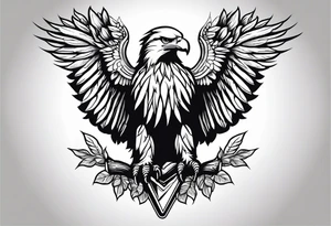 realistic eagle full body  sit face front tattoo idea