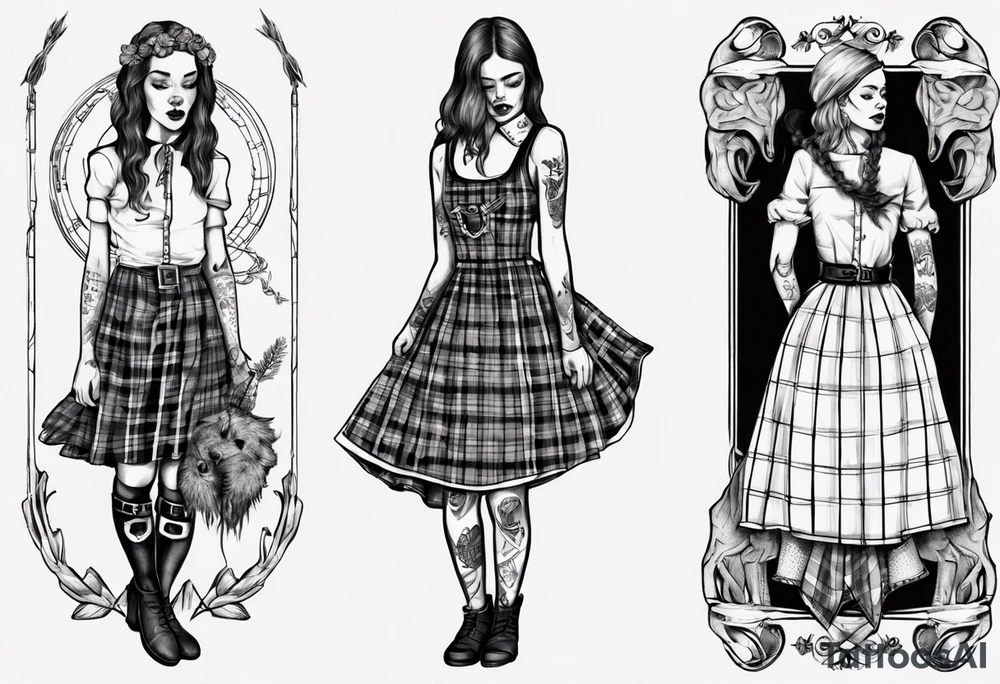 sailo'r manequinn with a girl's scottish dress tattoo idea