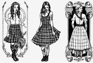 sailo'r manequinn with a girl's scottish dress tattoo idea