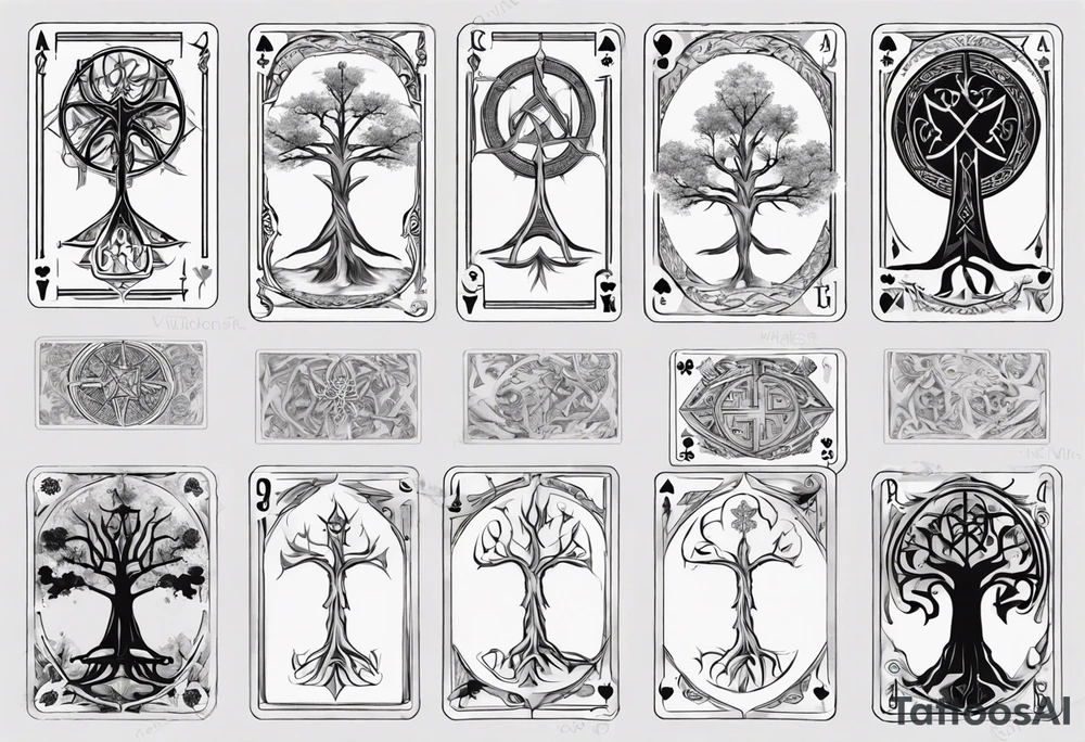 White Tree of Gondor, Geometric symbols, Viking cross, playing cards, flowers, lord of the rings tattoo idea