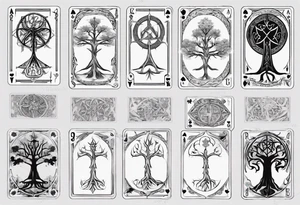 White Tree of Gondor, Geometric symbols, Viking cross, playing cards, flowers, lord of the rings tattoo idea