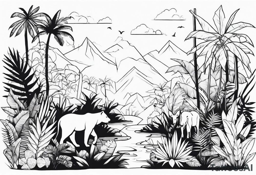 JUNGLE WITH ANIMALS tattoo idea