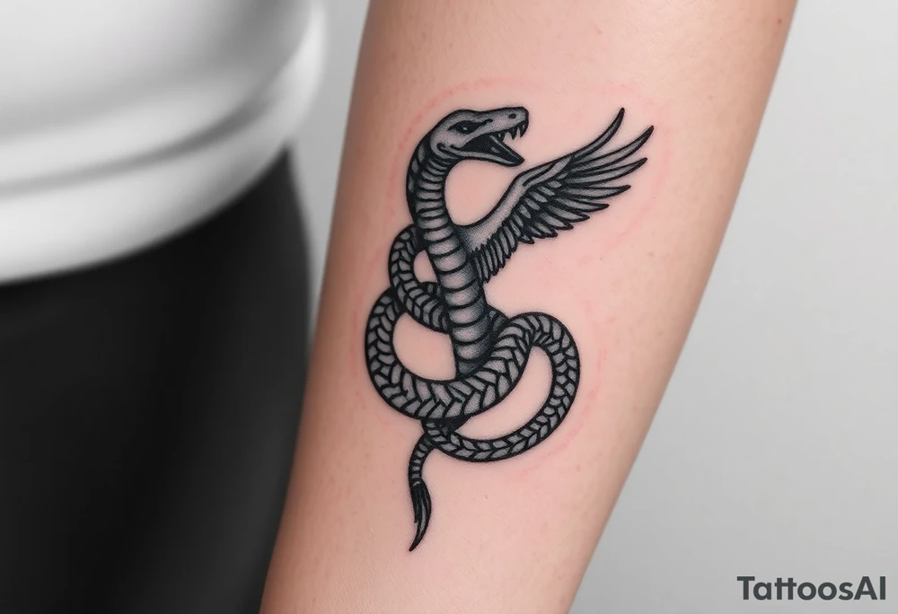 A snake and crane tattoo idea