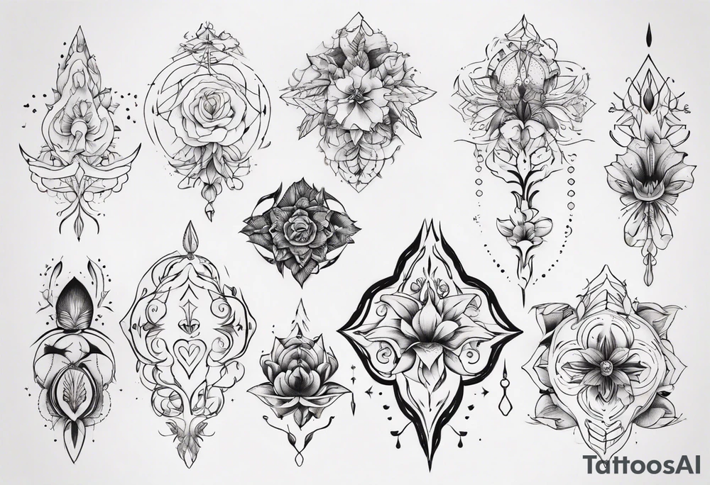 Minimalist Ornemental delicate tattoo idea
