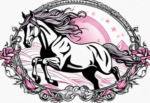Turn pink ribbon into bucking horse tattoo idea