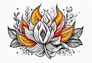 tongues of fire
old school vintage simple traditional design with vintage flowers surrounding
bold color simple tattoo idea