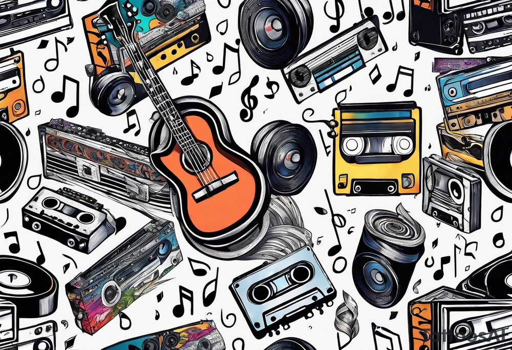 sleeve

intertwined music notes, cassette tape record tattoo idea
