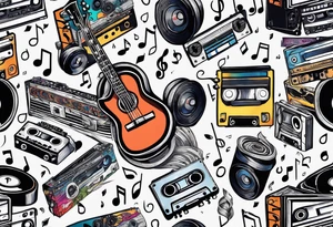 sleeve

intertwined music notes, cassette tape record tattoo idea