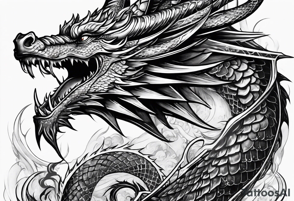 dragon with hieroglyphics tattoo idea