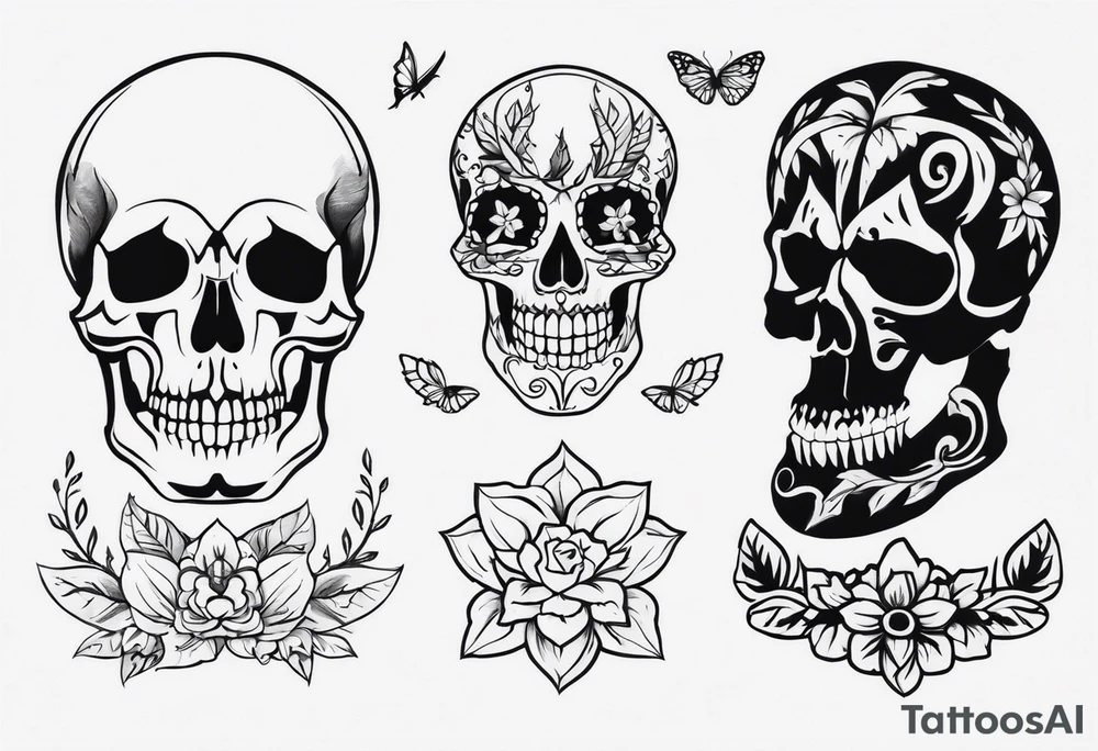 black and white skeleton tattoo idea