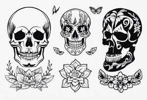 black and white skeleton tattoo idea