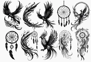 Vertical screaming Phoenix with dream catcher tail tattoo idea