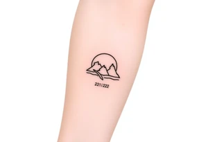 Tattoo design: Symbolic representation of a journey, incorporating elements of self-discovery, freedom, and inner peace. Include dates 2/21 and 2/22 subtly. tattoo idea