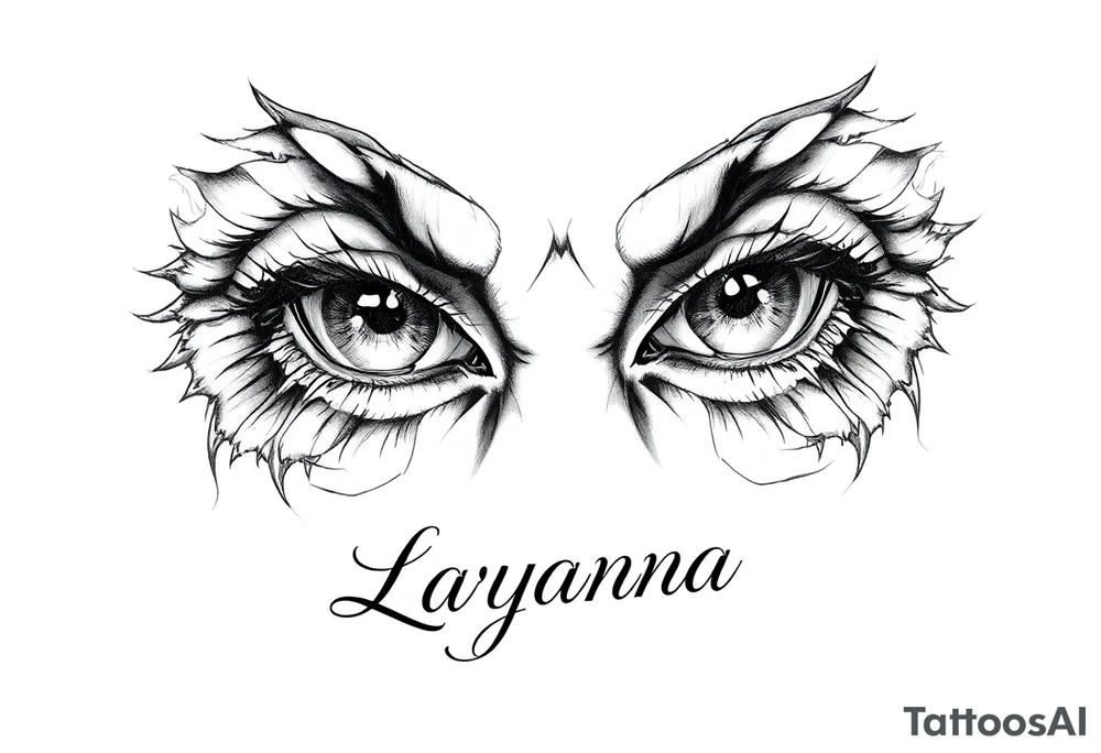 eyes with the name layanna at the bottom of it tattoo idea