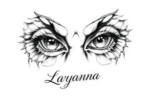 eyes with the name layanna at the bottom of it tattoo idea