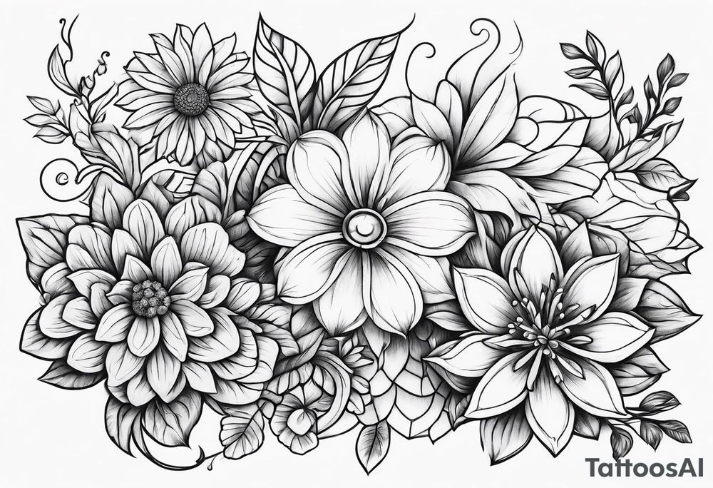 ornaments of flowers tattoo idea
