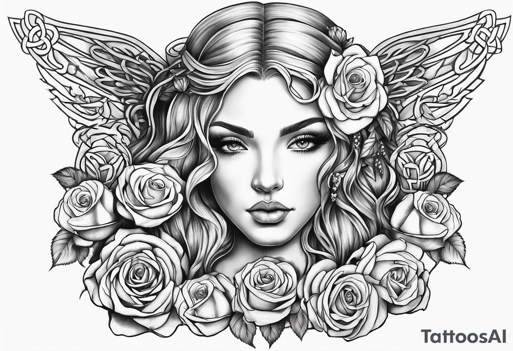 Rose Celtic angel tattoo idea