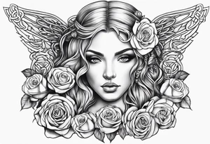 Rose Celtic angel tattoo idea