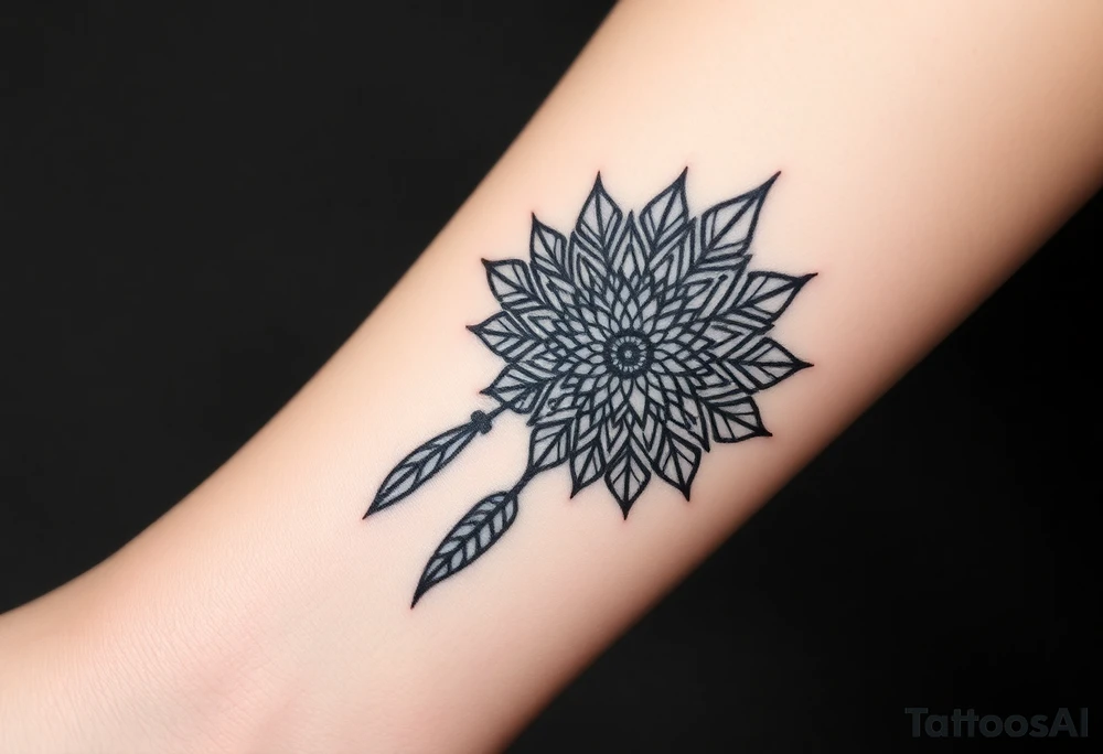 spiritual feather indian mandala shaman tattoo idea
