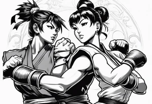 street fighter 3 makoto versus chun li fighting tattoo idea