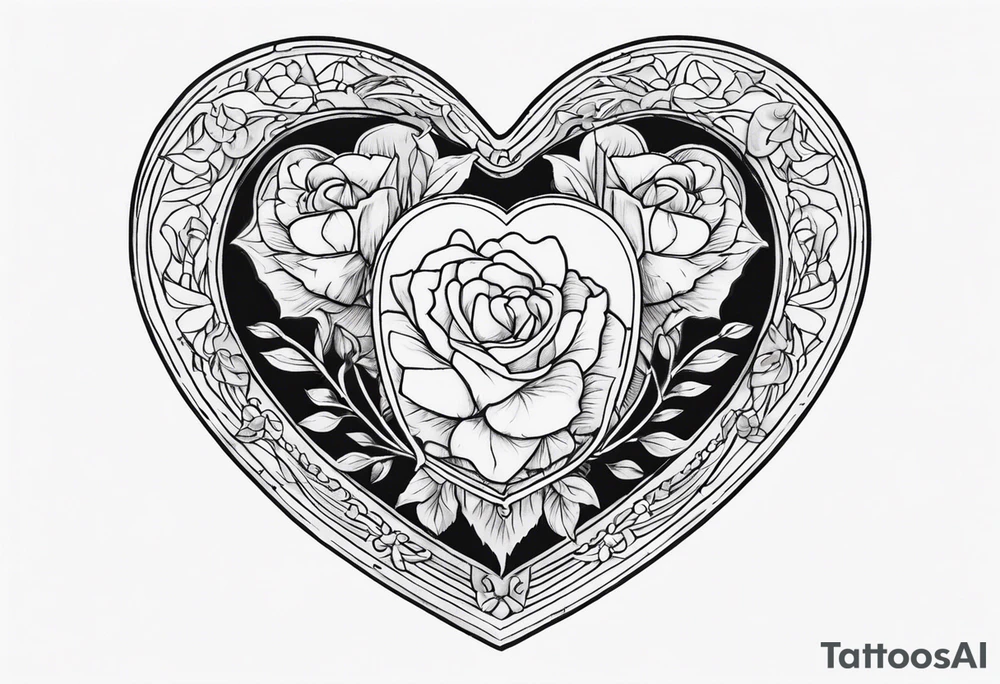 heart locket with two couple inside tattoo idea