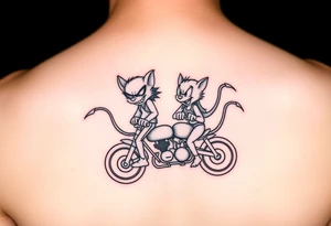 Male and female Tasmanian devil cartoons riding a motorcycle tattoo idea