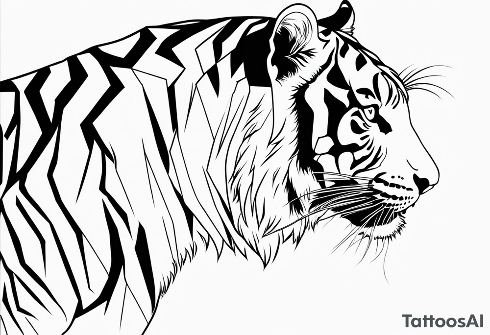 hungry tiger side profile tattoo idea